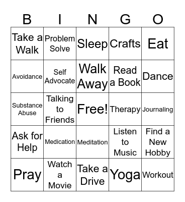 Coping Bingo Card