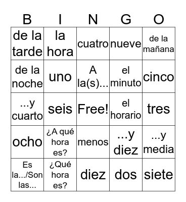 TELL TIME AND DISCUSS DAILY SCHEDULES Bingo Card