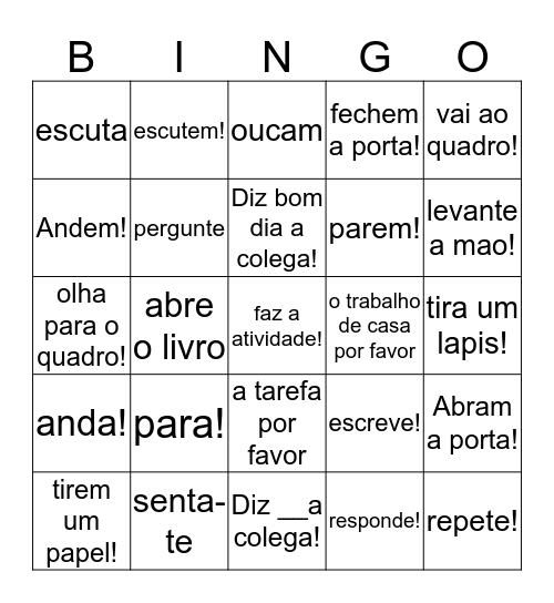 Comandos/Expressois Uteis - p63 Bingo Card