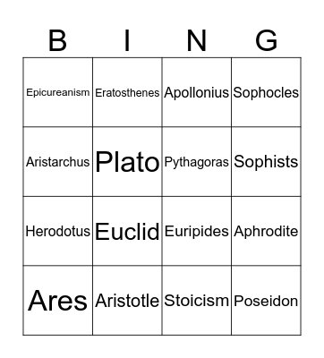 People of Ancient Greece Bingo Card