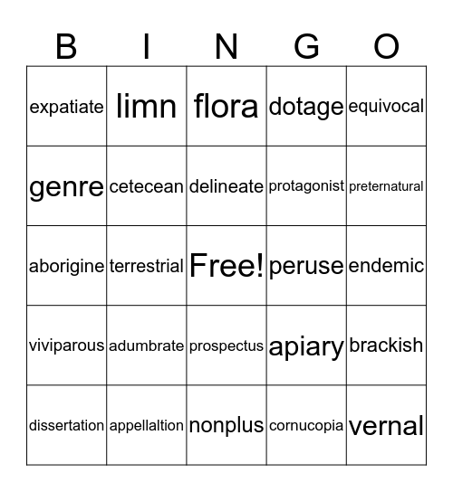 English IV Groups 4 and 5 Bingo Card