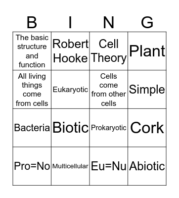 Living things are made of cells Bingo Card