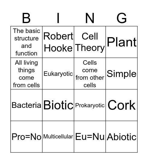 Living things are made of cells Bingo Card