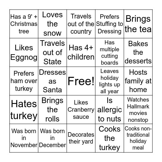 Find Someone Who Bingo Card