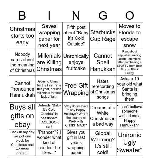 Oh Boomer Tree Bingo Card