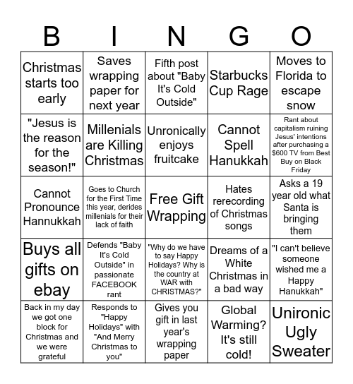 Oh Boomer Tree Bingo Card