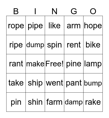 Accuracy BINGO Card