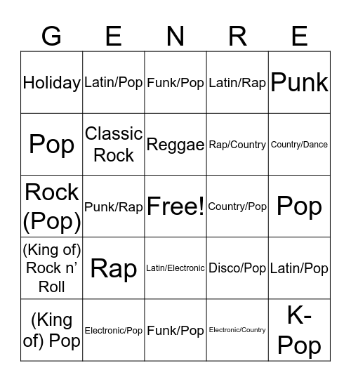 What Genre is This? Bingo Card