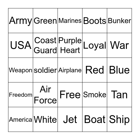 America Bingo Card