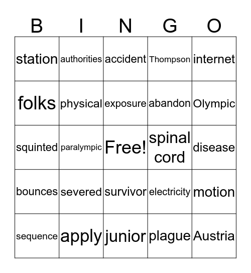 Vocab Bingo Card