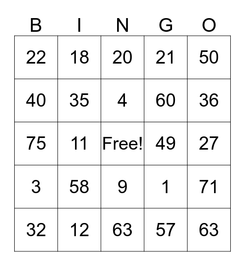 BINGO LIKE A MUG Bingo Card