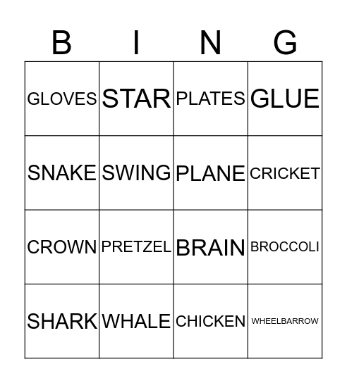 BLENDS AND DIGRAPHS BINGO Card