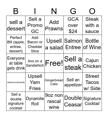 Earls Fri-DAY Bingo Card