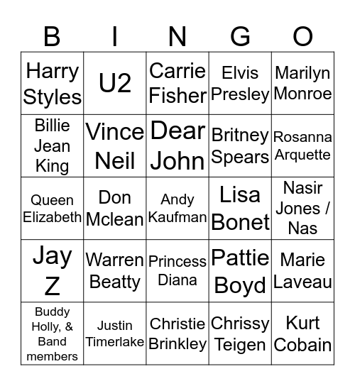 Inspirational People Bingo Card