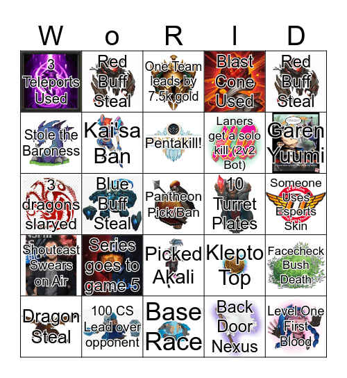 Worlds 2019 Bingo Card