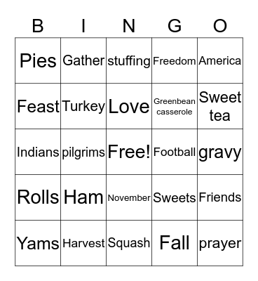 THANKSGIVING Bingo Card