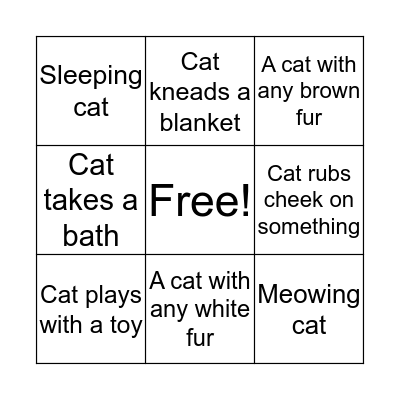 PAWS Cats Bingo Card