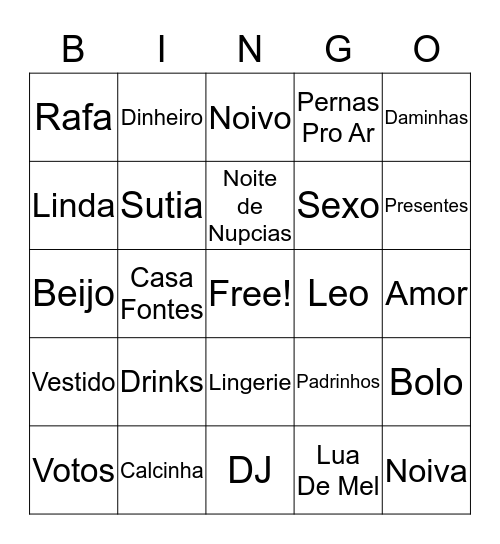 Cha da Rafaela Bingo Card