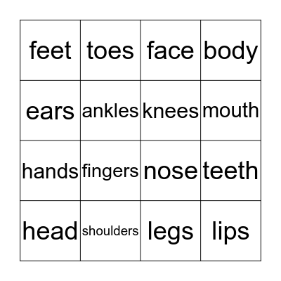 El cuerpo  Bingo Card