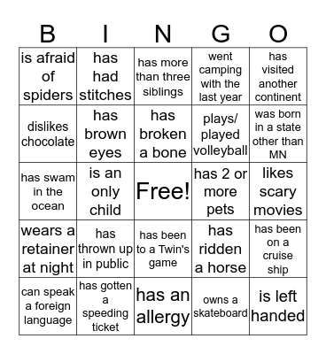 Find Someone Who... Bingo Card