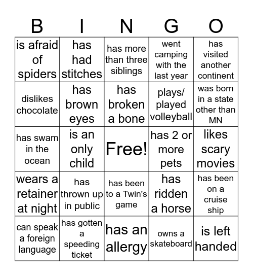 Find Someone Who... Bingo Card