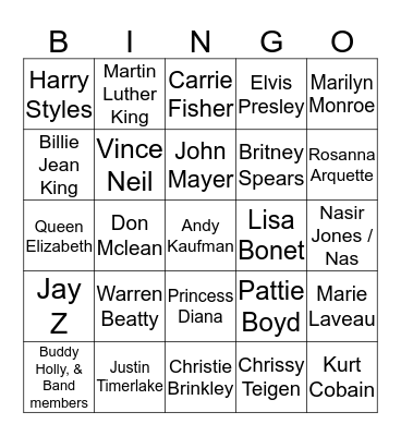 Inspirational People Bingo Card