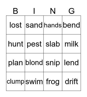 Mixed Vowels Bingo Card