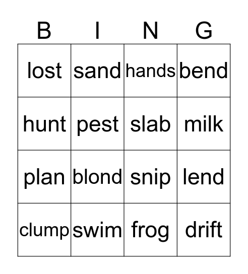 Mixed Vowels Bingo Card