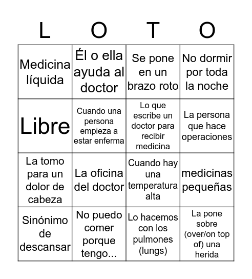 Descubre 3 lección 4 descripciones  Bingo Card