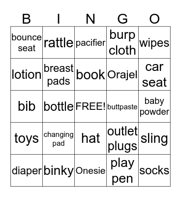 Baby BINGO  Bingo Card