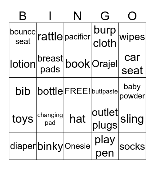 Baby BINGO  Bingo Card