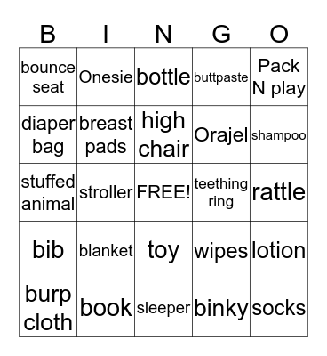 Baby BINGO  Bingo Card
