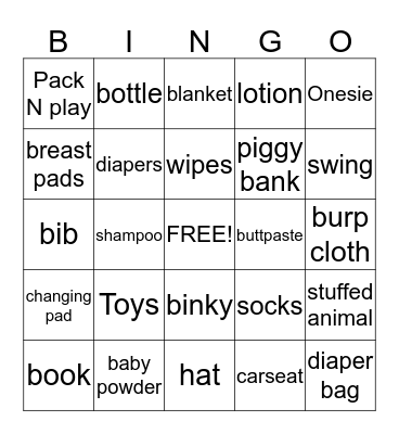 Baby BINGO Card