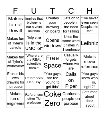 Dr. Futch's class Bingo Card