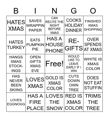 HOLIDAY BINGO Card
