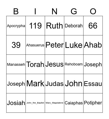 Bible Bingo Card