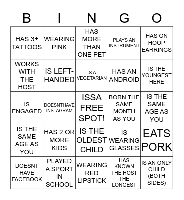 Find the Guest Bingo Card