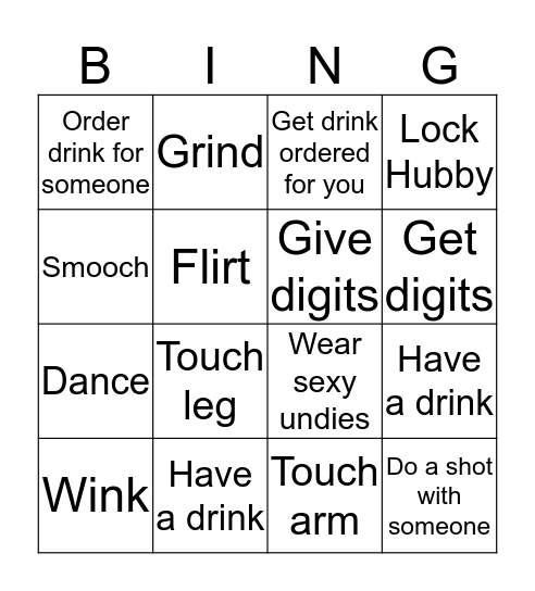 Night Out Bingo Card