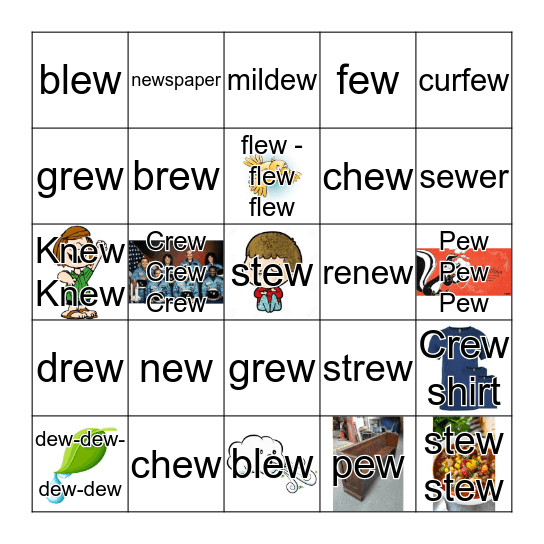 Sonday 1  Level 34 - EW as in dew Bingo Card