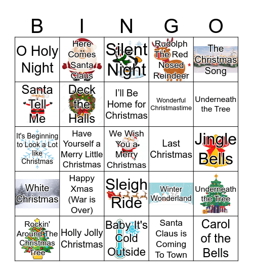 BCCHF Christmas Songs Bingo Card