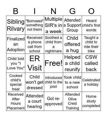 One Crazy Journey Bingo Card