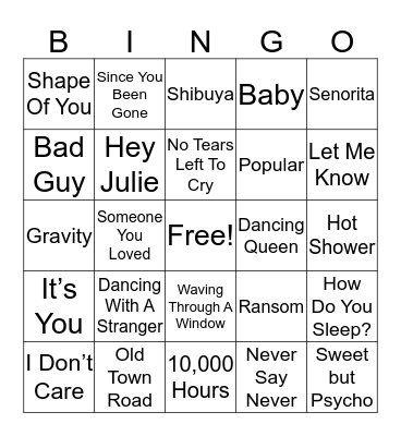 Music Bingo Card