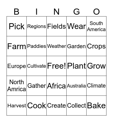 Natural Resources Bingo Card