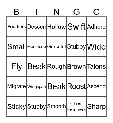 Observing Nature Bingo Card