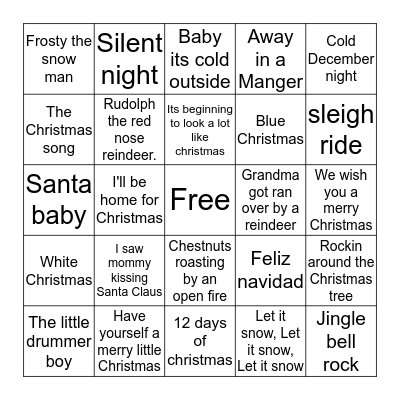 Christmas song BING Bingo Card