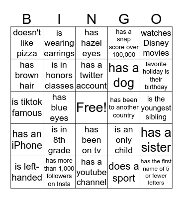 Find someone who Bingo Card
