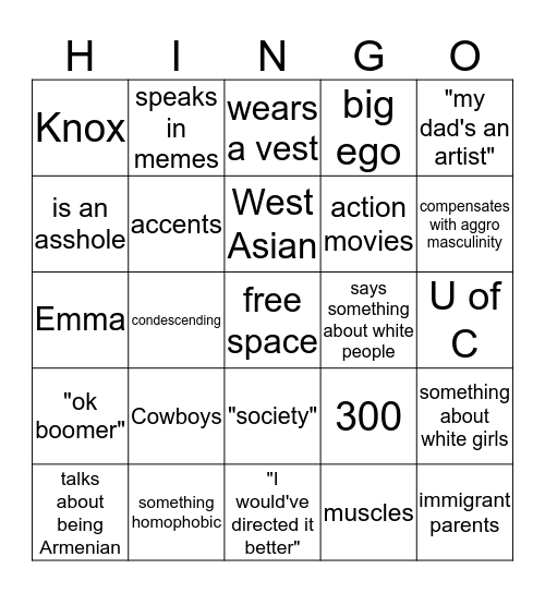 Hrachya Bingo Card