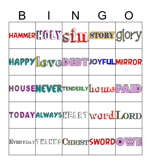 Sunday School Bingo Card