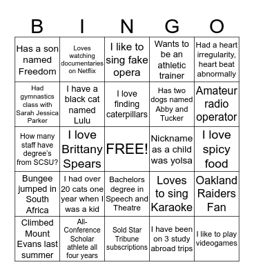 Career Services  Bingo Card