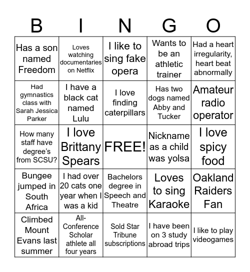 Career Services  Bingo Card